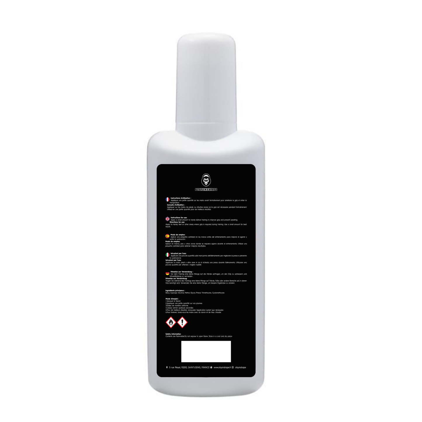 Bouteille de magnésie liquide invisible STAYINSHAPE – Invisible Grip, 200 ml, solution premium pour renforcer le grip, séchage rapide, zéro trace, idéale powerlifting et musculation